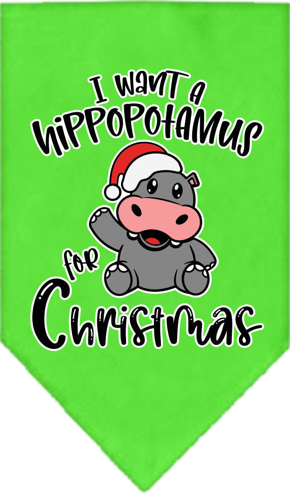 Christmas Pet and Dog Bandana, "I Want A Hippopotamus For Christmas"