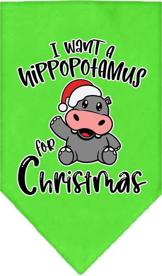 Christmas Pet and Dog Bandana, "I Want A Hippopotamus For Christmas"