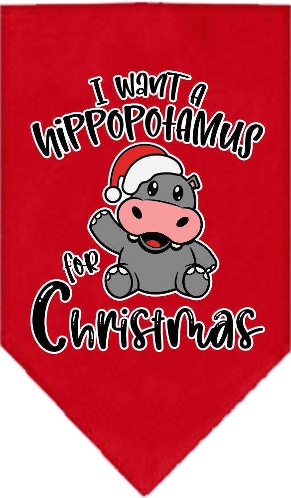 Christmas Pet and Dog Bandana, "I Want A Hippopotamus For Christmas"