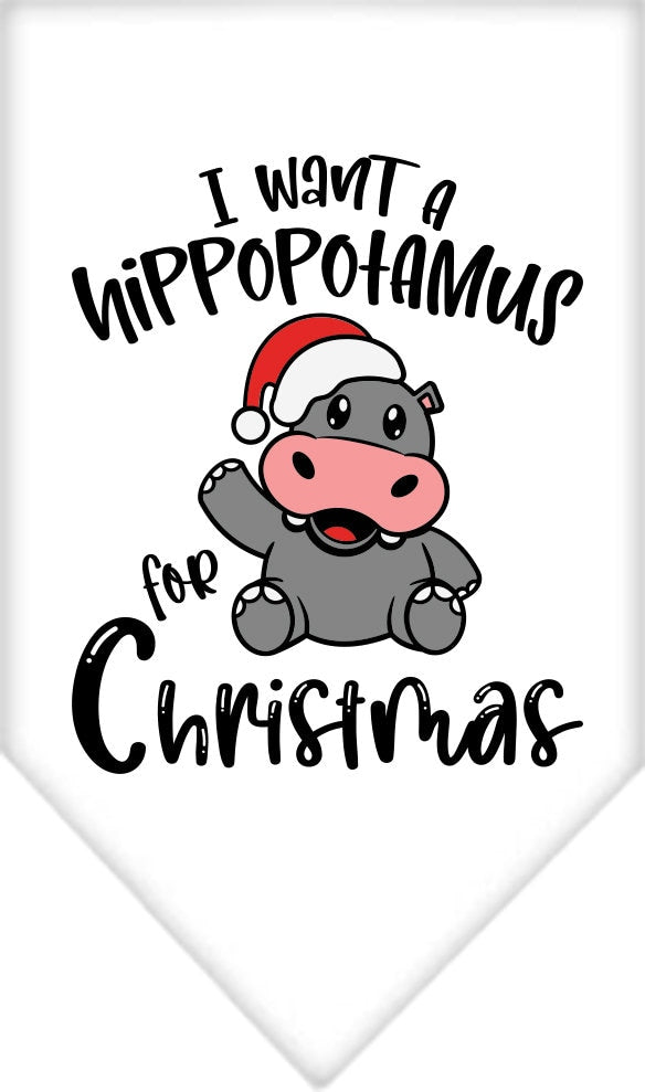 Christmas Pet and Dog Bandana, "I Want A Hippopotamus For Christmas"
