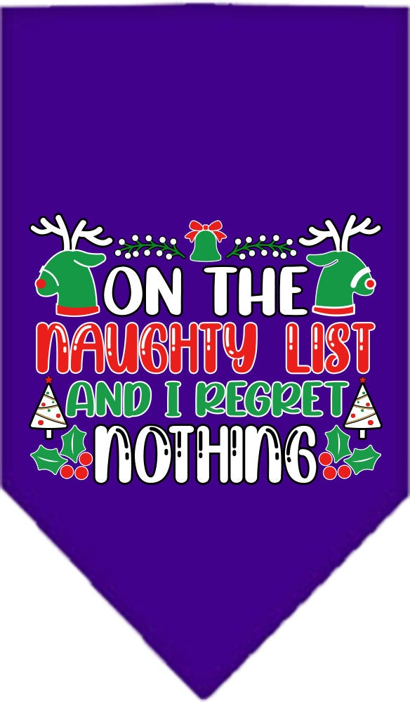 Christmas Pet Bandana "On The Naughty List And I Regret Nothing"