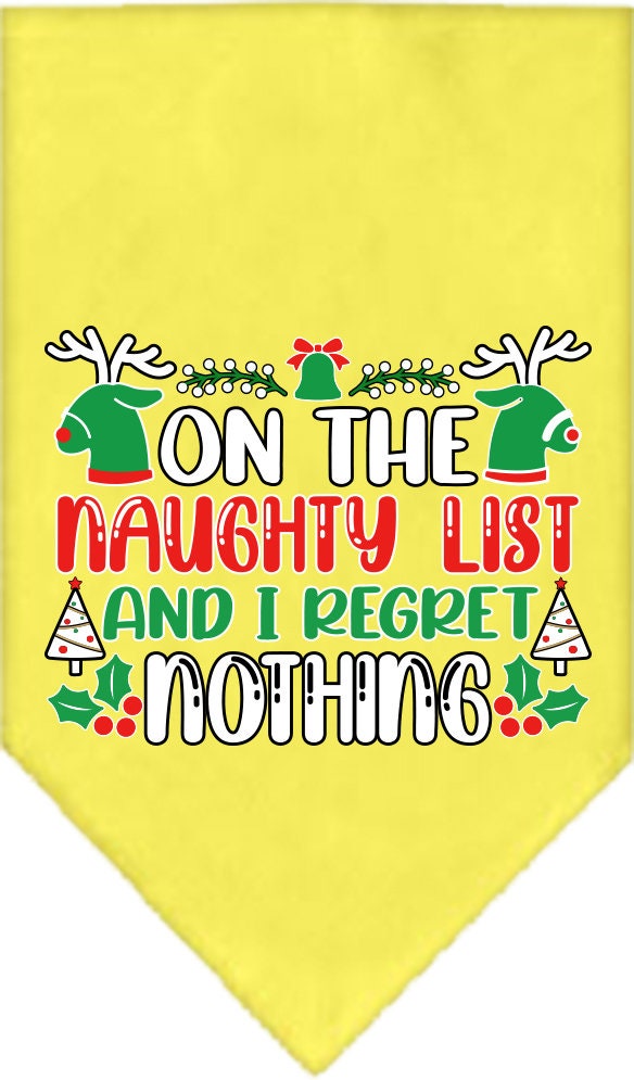 Christmas Pet Bandana "On The Naughty List And I Regret Nothing"