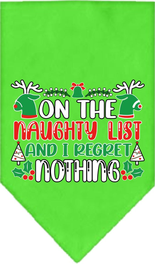 Christmas Pet Bandana "On The Naughty List And I Regret Nothing"