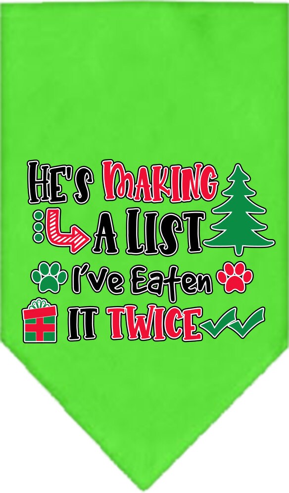 Christmas Pet Bandana "He's Making A List, I've Eaten It Twice"