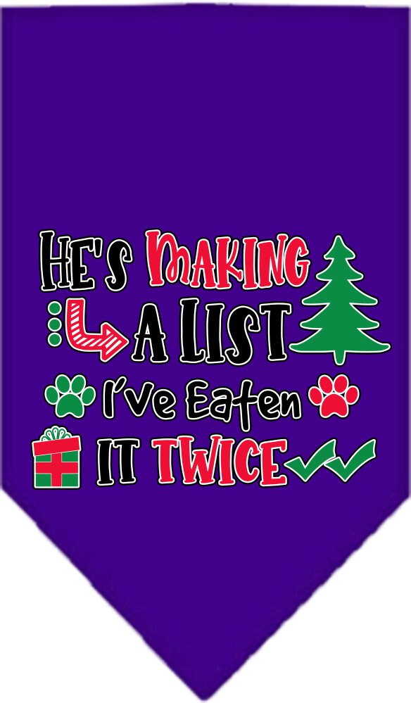 Christmas Pet Bandana "He's Making A List, I've Eaten It Twice"