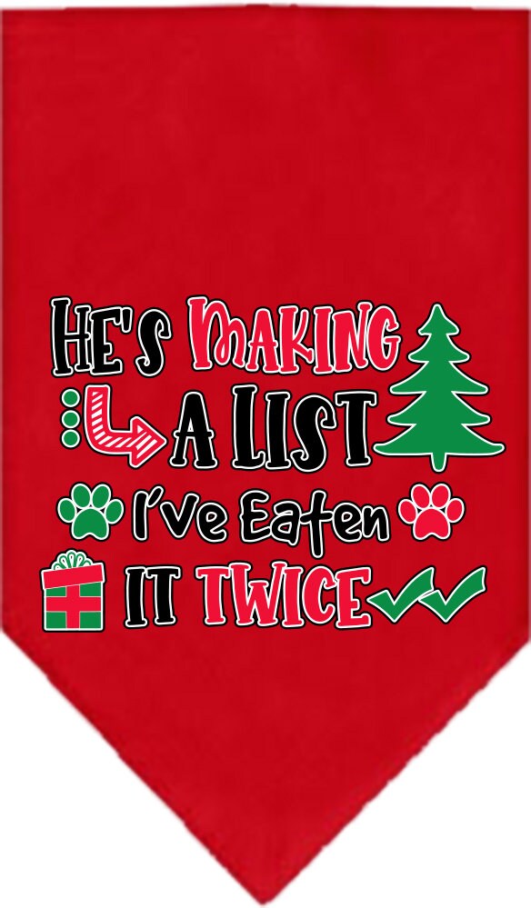 Christmas Pet Bandana "He's Making A List, I've Eaten It Twice"