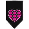 Load image into Gallery viewer, Pet and Dog Bandana Screen Printed, "Pink Argyle Heart"
