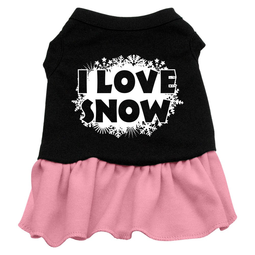 Christmas Pet Dress Screen Printed, "I Love Snow"