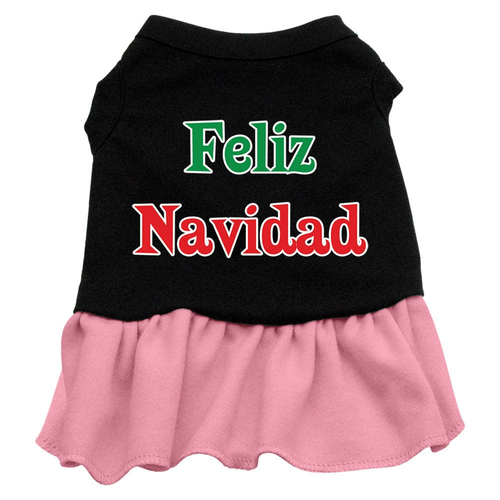 Christmas Pet Dress Screen Printed, "Feliz Navidad"