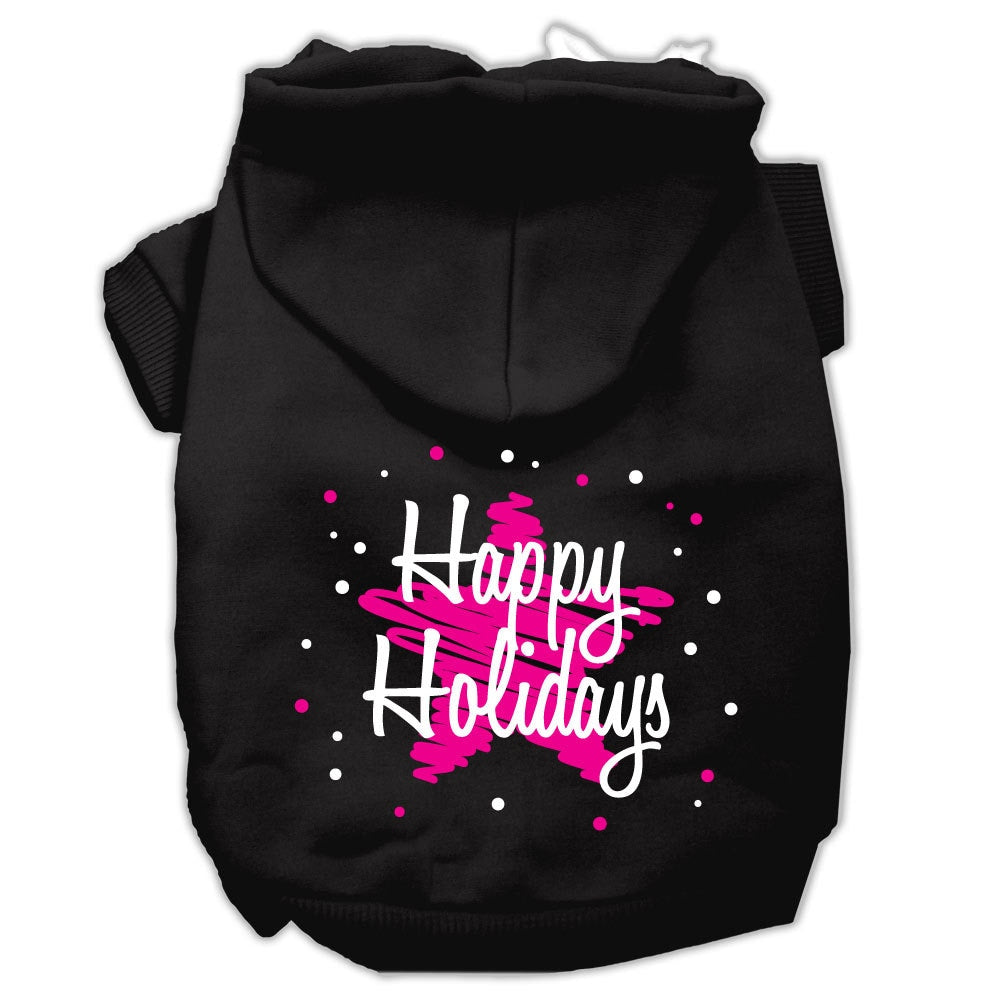 Christmas Pet Hoodie Screen Printed, "Scribble Happy Holidays"