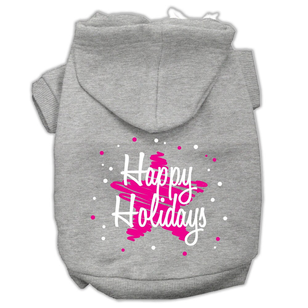 Christmas Pet Hoodie Screen Printed, "Scribble Happy Holidays"