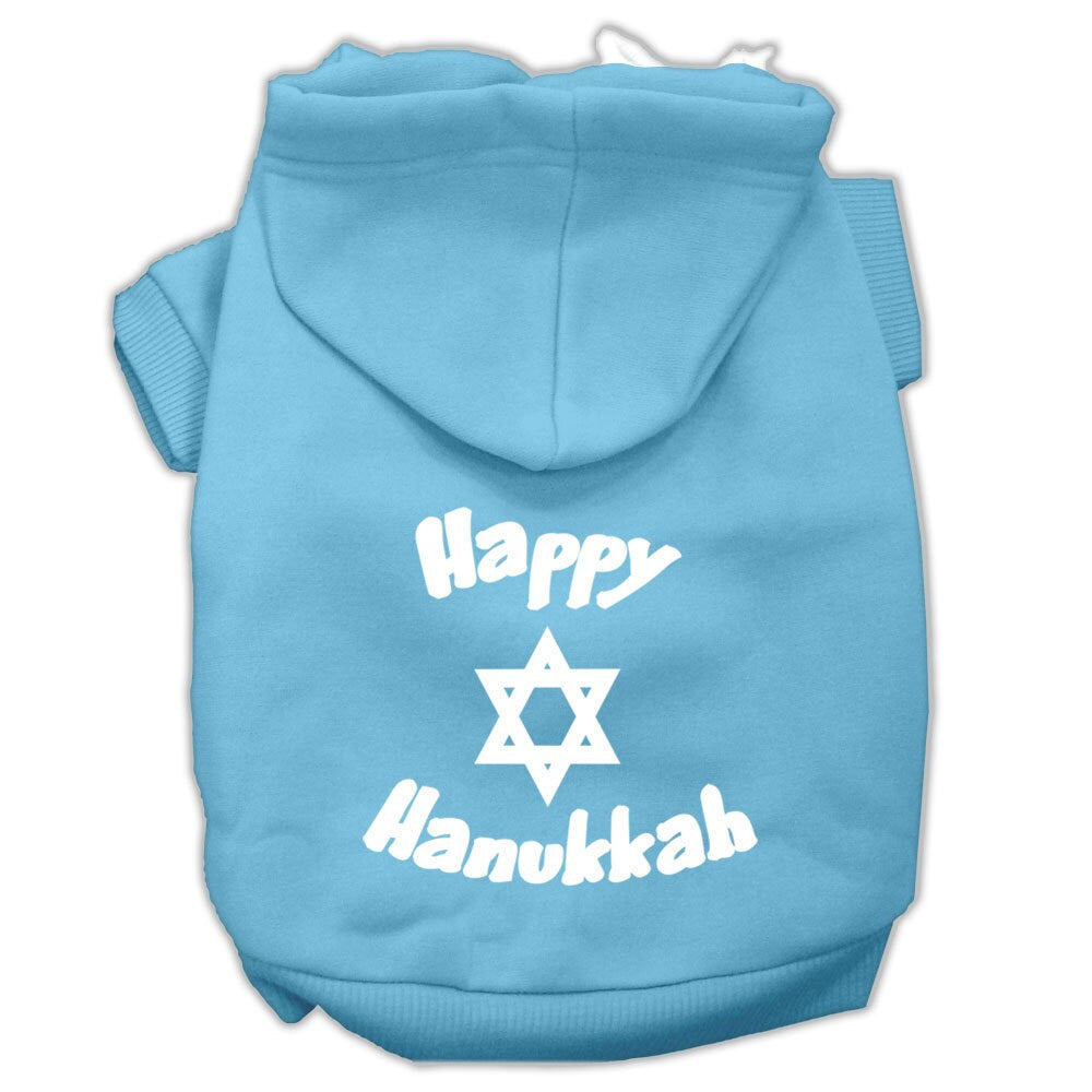Hanukkah Pet Hoodie Screen Printed, "Happy Hanukkah"