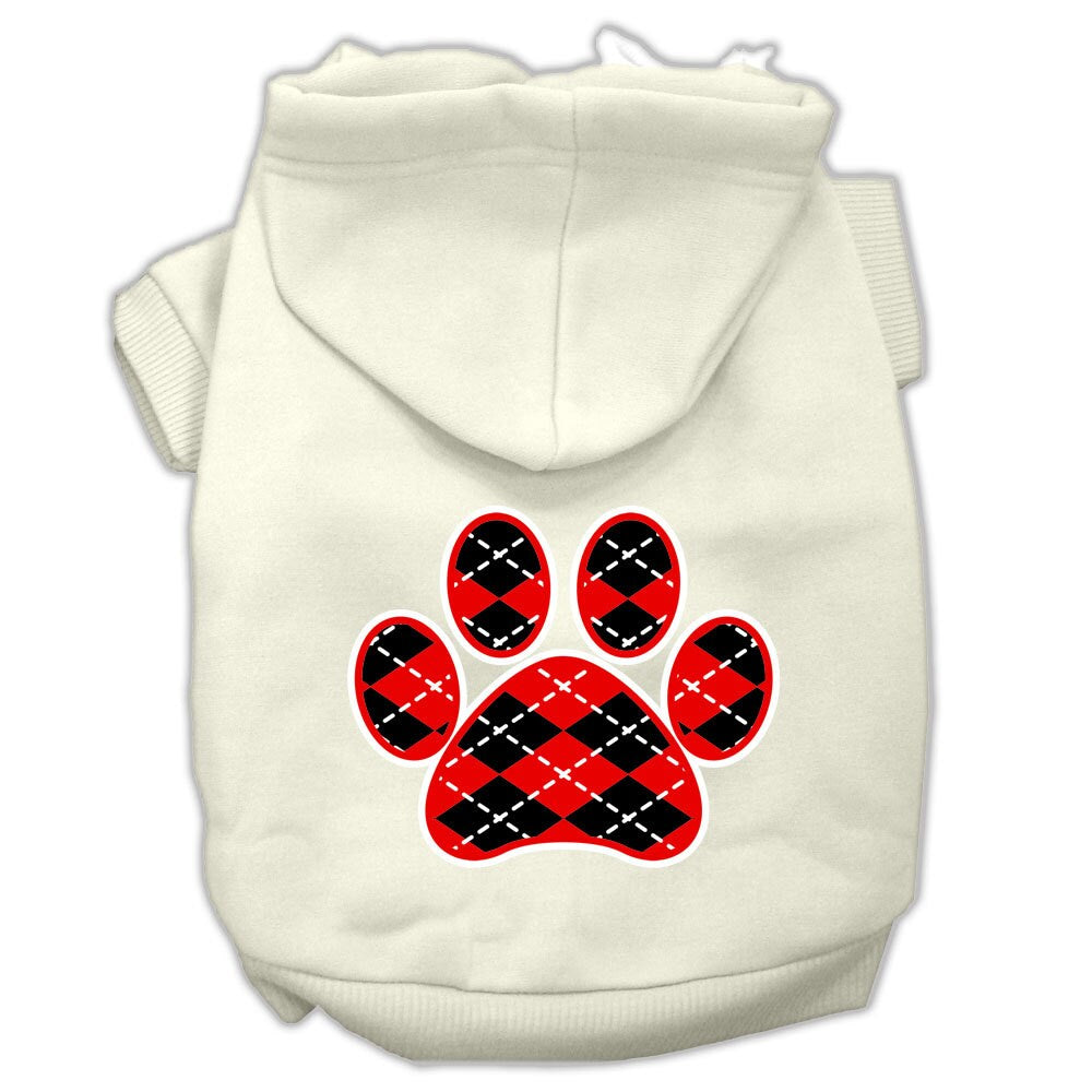 Pet Hoodie "Red Argyle Paw"