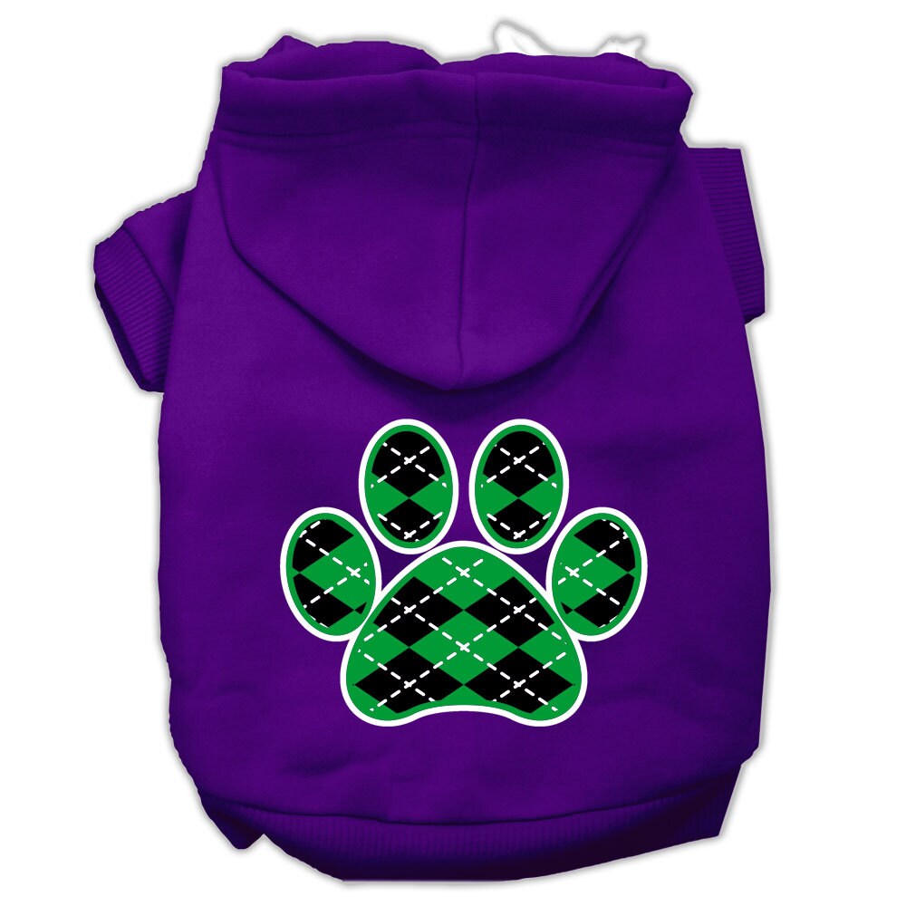 Pet Hoodie "Green Argyle Paw"