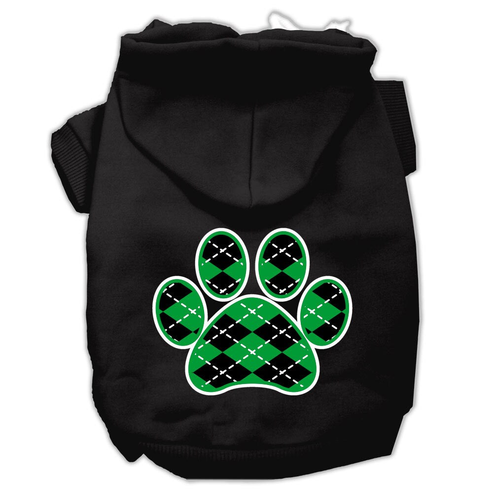 Pet Hoodie "Green Argyle Paw"