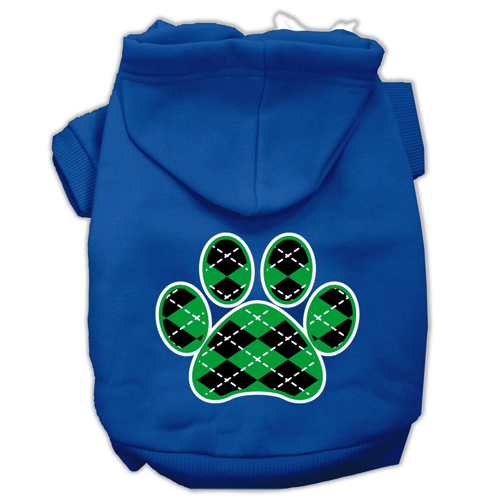 Pet Hoodie "Green Argyle Paw"