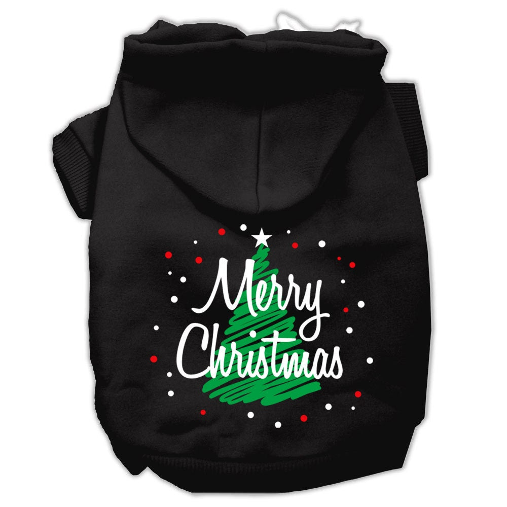 Christmas Pet Hoodie Screen Printed, "Scribble Merry Christmas"