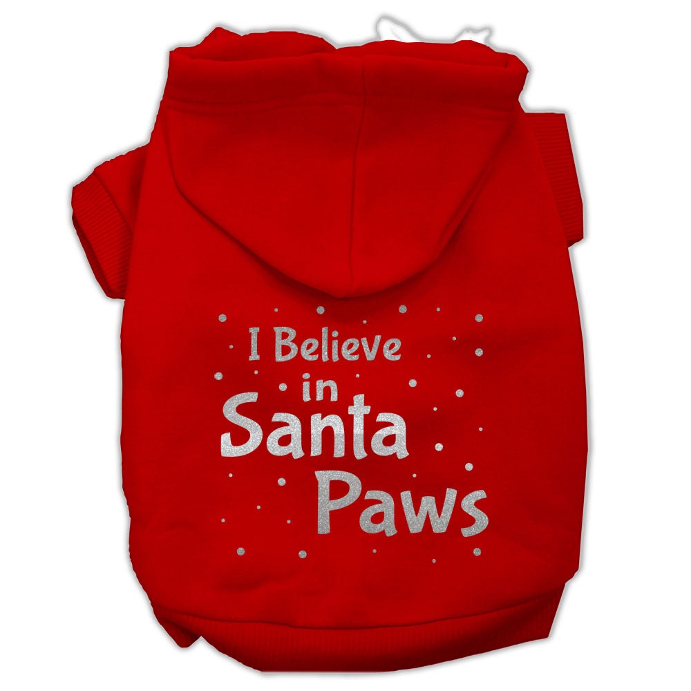 Christmas Pet Hoodie Screen Printed, "I Believe In Santa Paws"