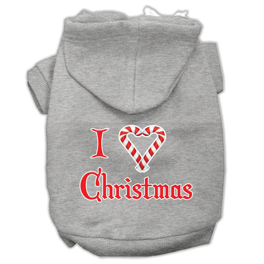 Christmas Pet Hoodie Screen Printed, "I Heart Christmas"