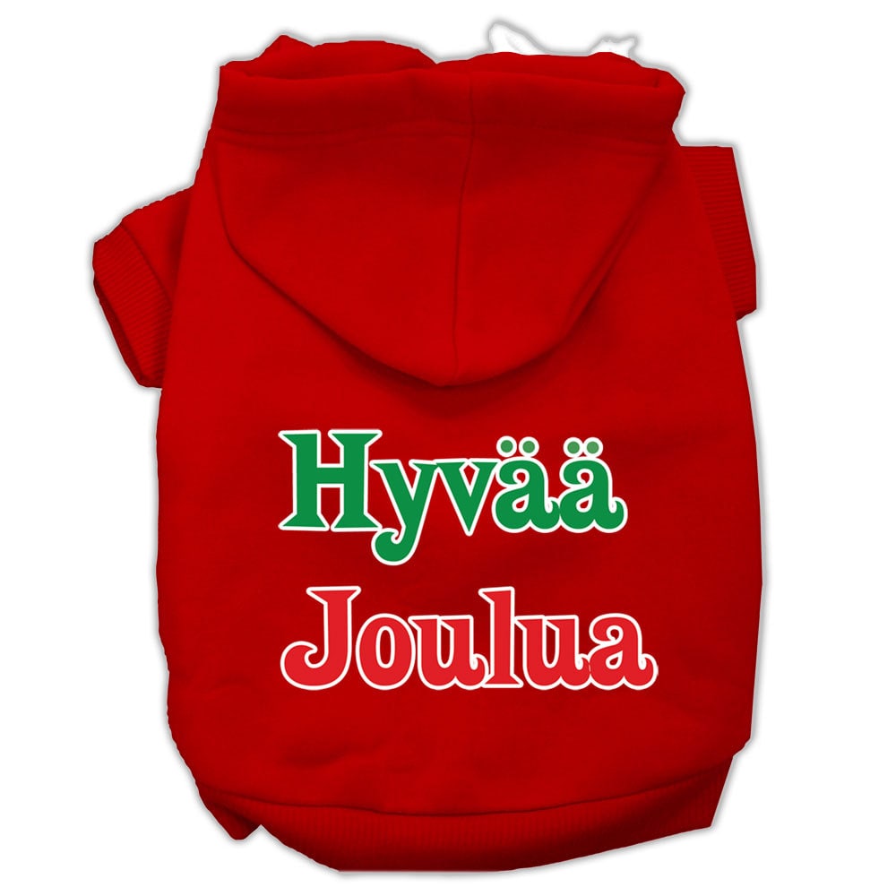 Pet Dog & Cat Hoodie Screen Printed, "Hyvaa Joulua"