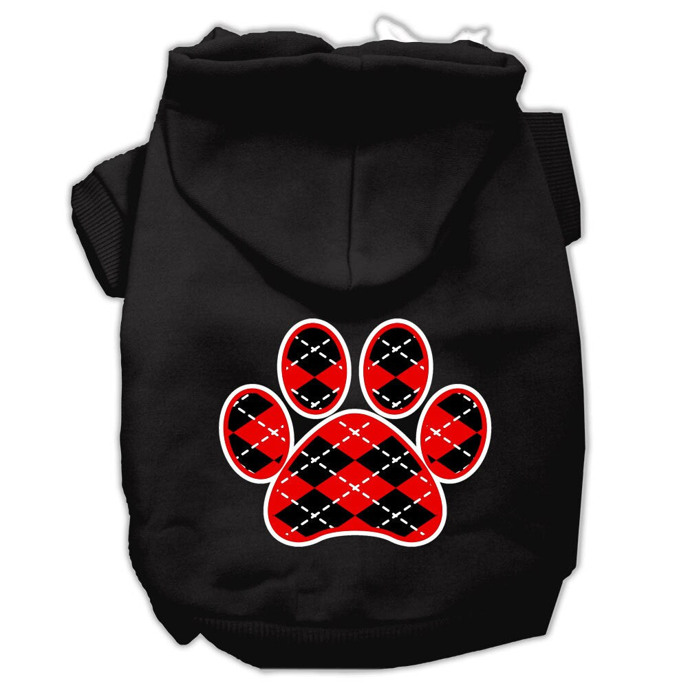 Pet Hoodie "Red Argyle Paw"