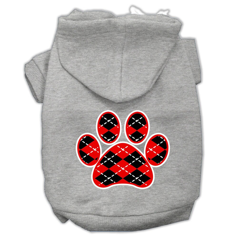 Pet Hoodie "Red Argyle Paw"