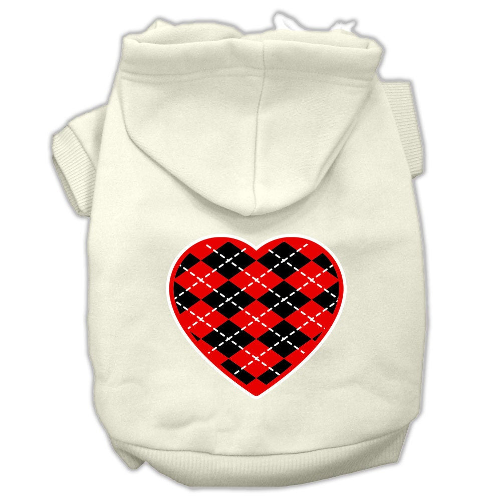 Pet Hoodie "Red Argyle Heart"