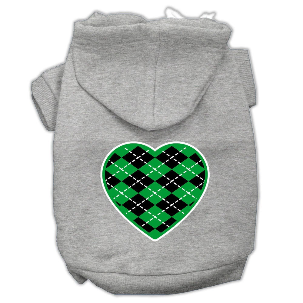 Pet Hoodie "Green Argyle Heart"