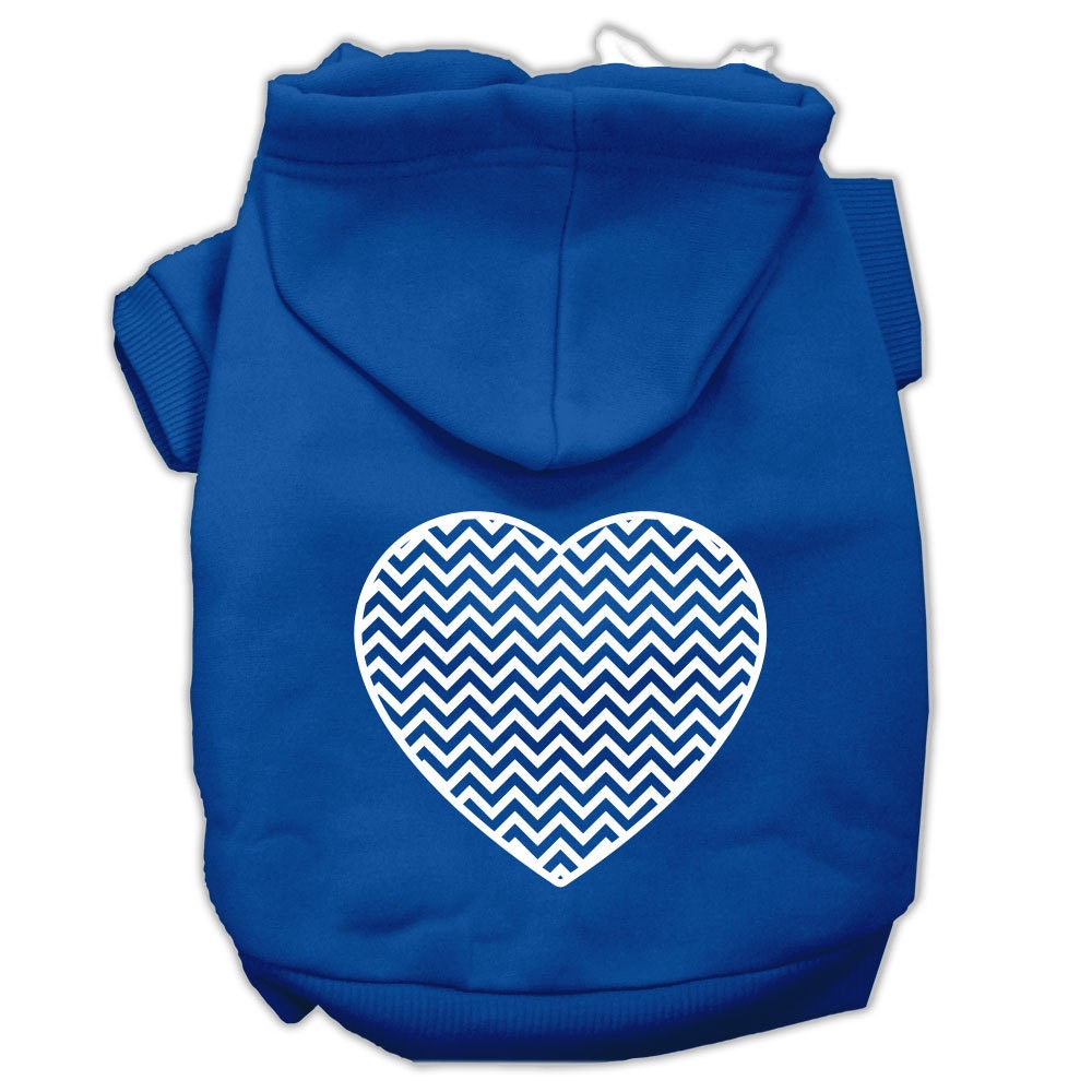 Pet Hoodie Screen Printed, "Chevron Heart"