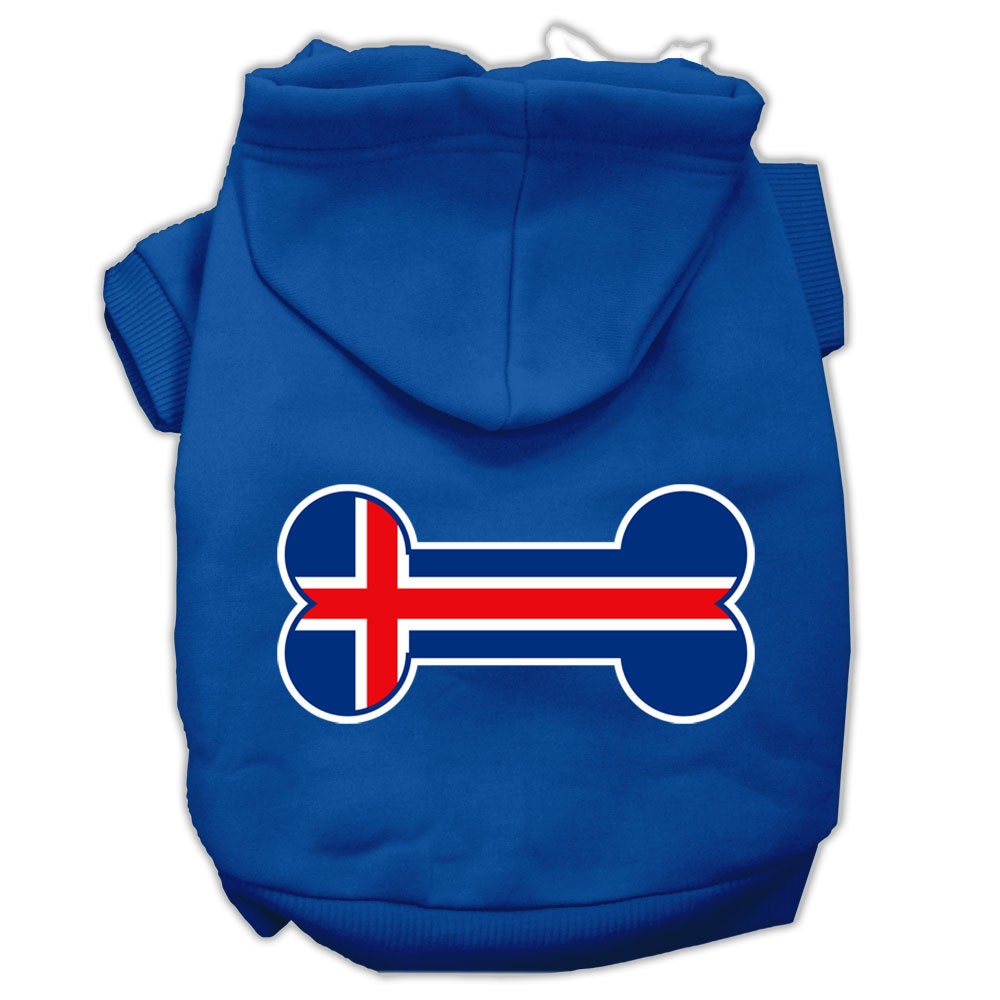 Pet Hoodie "Bone Shaped Iceland Flag"