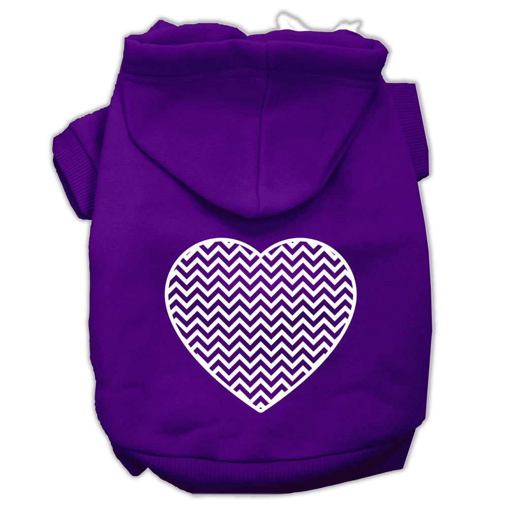 Pet Hoodie Screen Printed, "Chevron Heart"