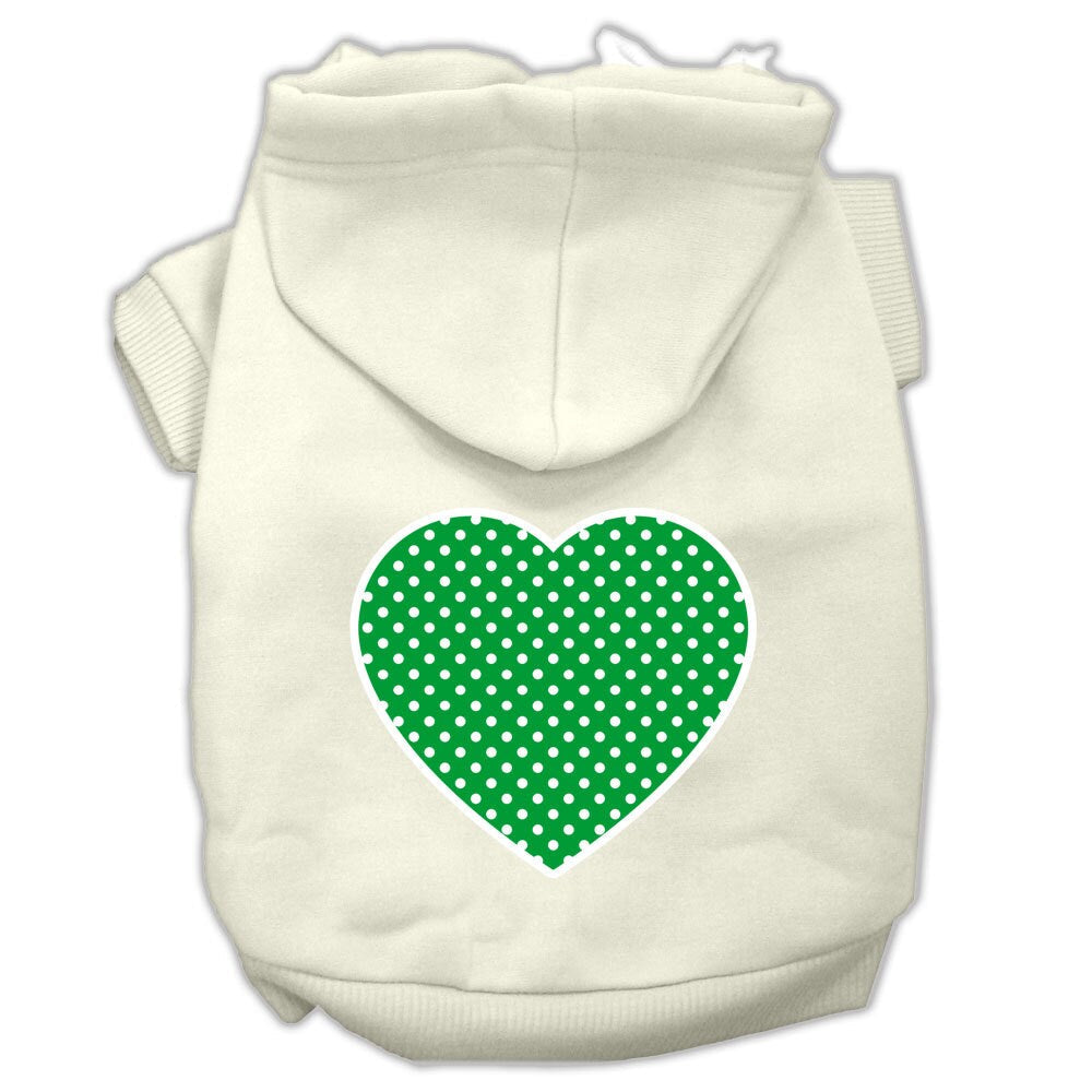Pet Hoodie "Green Swiss Dots Heart"