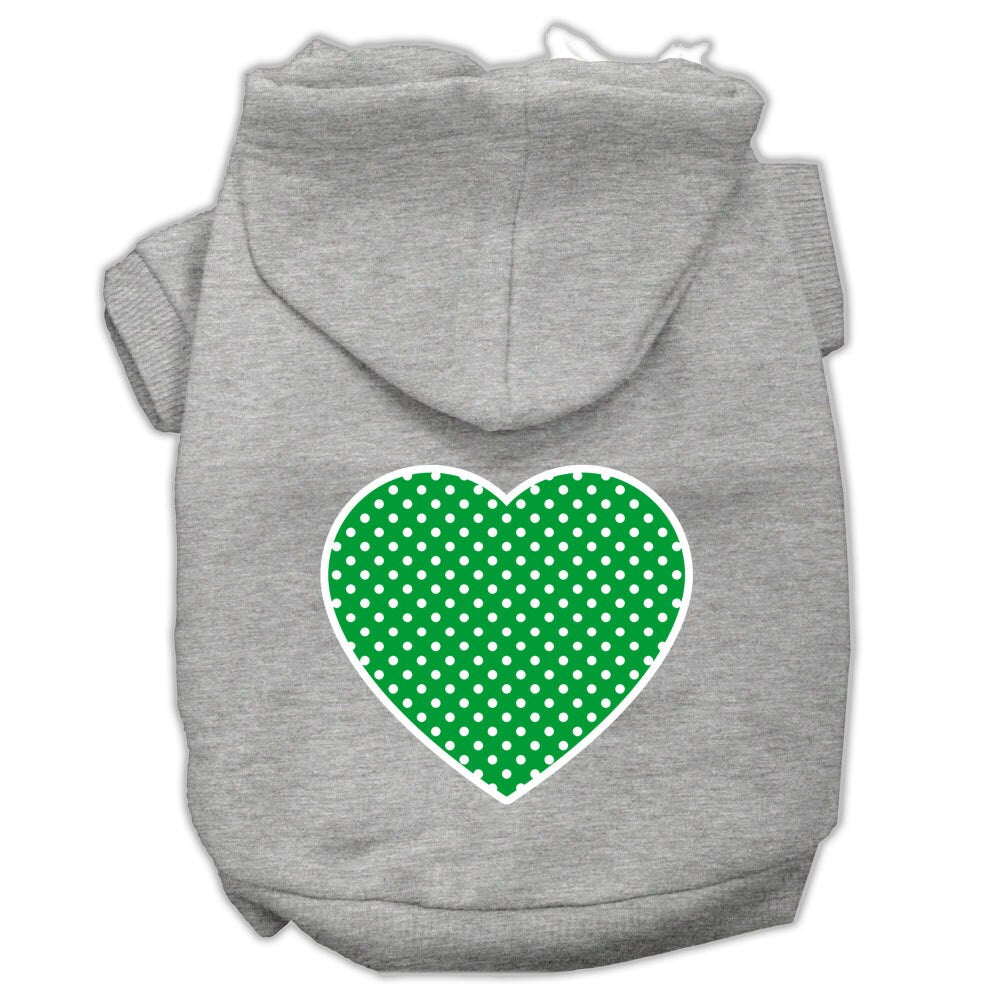 Pet Hoodie "Green Swiss Dots Heart"