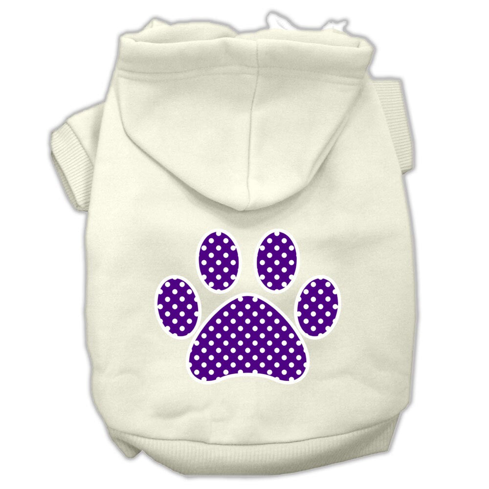 Pet Hoodie Screen Printed, "Purple Swiss Dots Paw"