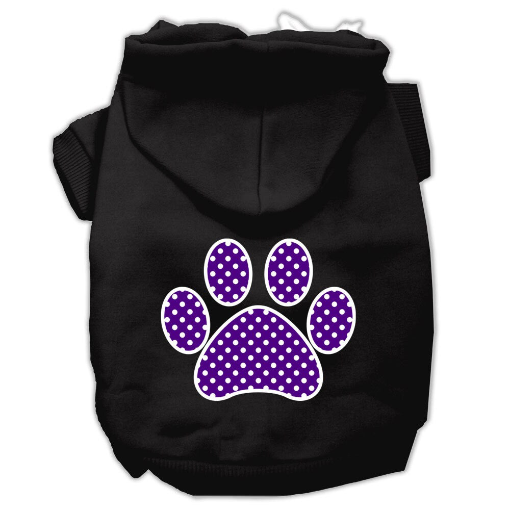 Pet Hoodie Screen Printed, "Purple Swiss Dots Paw"