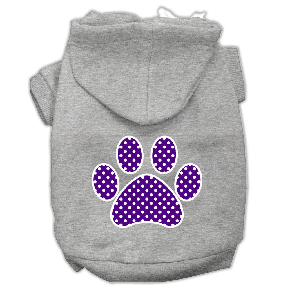 Pet Hoodie Screen Printed, "Purple Swiss Dots Paw"