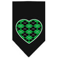 Load image into Gallery viewer, Pet and Dog Bandana Screen Printed, "Green Argyle Heart"

