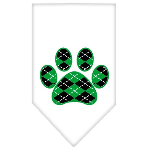 Pet and Dog Bandana Screen Printed,  "Green Argyle Paw"