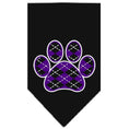 Load image into Gallery viewer, Pet and Dog Bandana Screen Printed, "Purple Argyle Paw"
