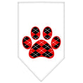 Load image into Gallery viewer, Pet and Dog Bandana Screen Printed, "Red Argyle Paw"
