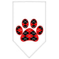 Load image into Gallery viewer, Pet and Dog Bandana Screen Printed, "Red Argyle Paw"
