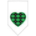 Load image into Gallery viewer, Pet and Dog Bandana Screen Printed, "Green Argyle Heart"
