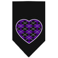 Load image into Gallery viewer, Pet and Dog Bandana Screen Printed, "Argyle Heart Purple"
