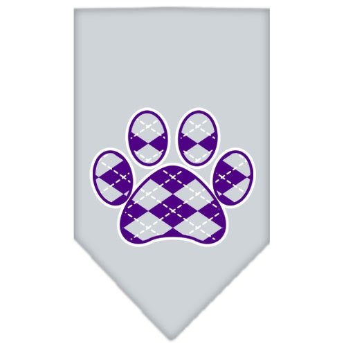 Pet and Dog Bandana Screen Printed, "Purple Argyle Paw"