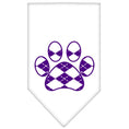 Load image into Gallery viewer, Pet and Dog Bandana Screen Printed, "Purple Argyle Paw"
