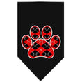 Load image into Gallery viewer, Pet and Dog Bandana Screen Printed, "Red Argyle Paw"
