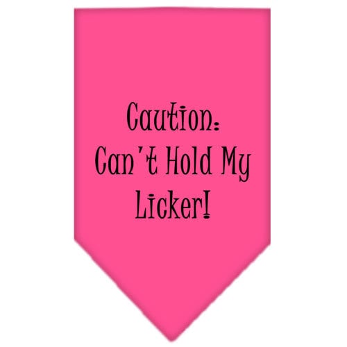 Pet and Dog Bandana Screen Printed, "Caution: Can't Hold My Licker"