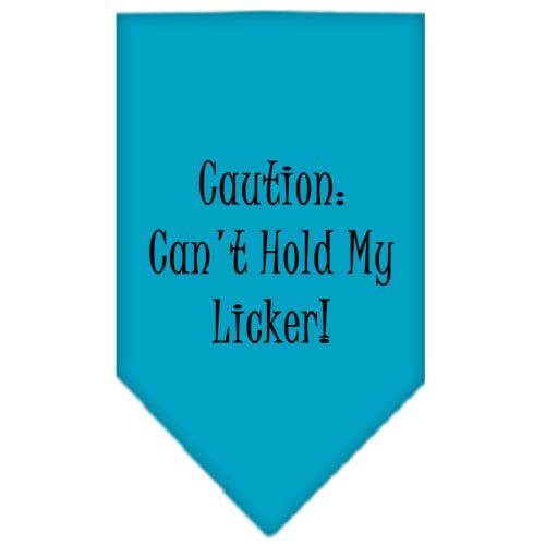 Pet and Dog Bandana Screen Printed, "Caution: Can't Hold My Licker"