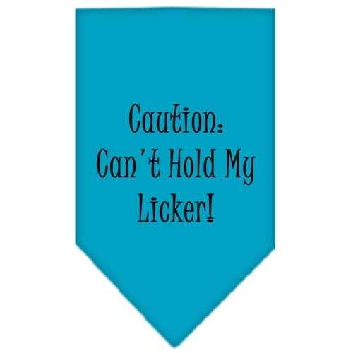 Pet and Dog Bandana Screen Printed, "Caution: Can't Hold My Licker"