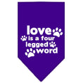 Load image into Gallery viewer, Pet and Dog Bandana Screen Printed, "Love Is A Four Legged Word"
